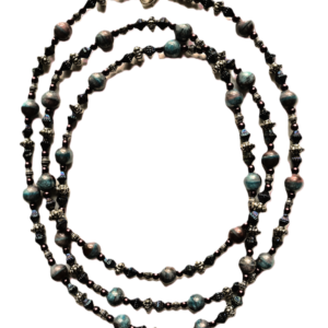 Necklace-Blue, Burgundy, Silver