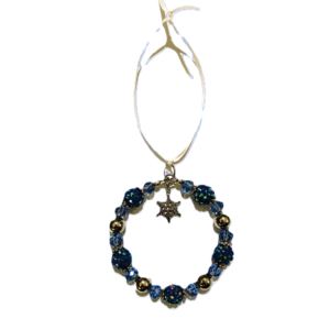 Ornament-Blue, Silver, with Snowflake Charm